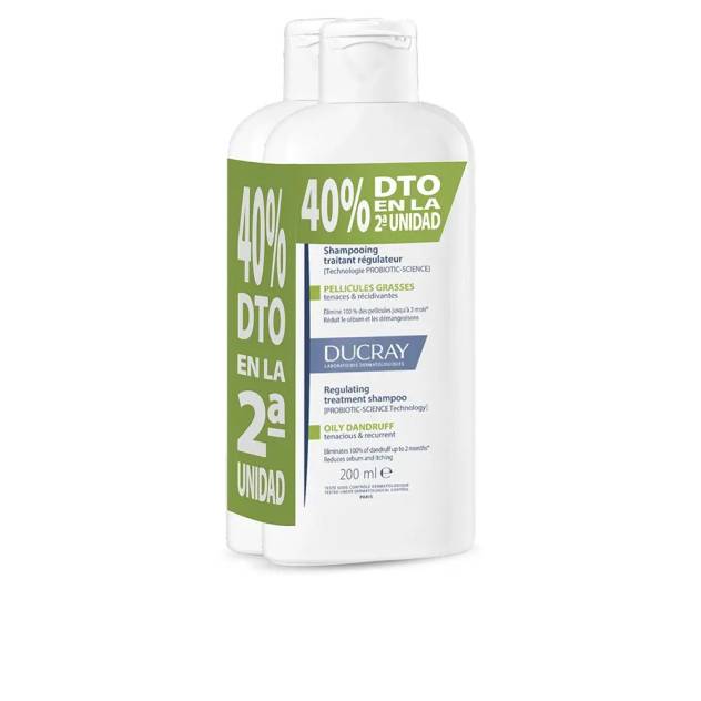 Set Sampon anti-matreata pentru par gras DUCRAY KELUAL SQUANORM 2 x 400 ml