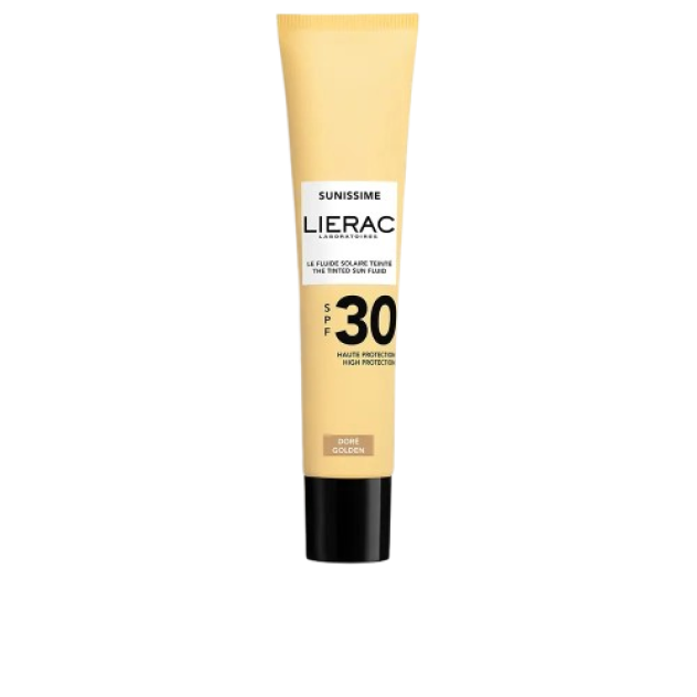 Fluid facial nuantator cu protectie solara LIERAC SUNISSIME SPF30 golden 40 ml