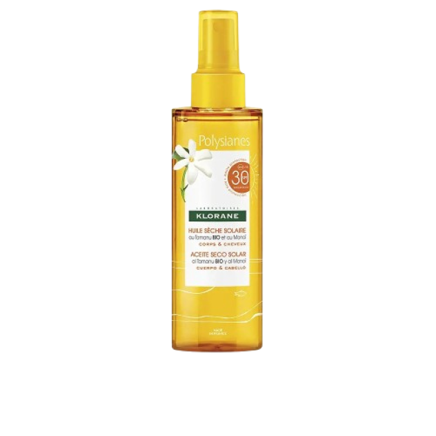 Ulei multifunctional pentru par si corp KLORANE POLYSIANES MONOÏ Y TAMANU BIO SPF30 200 ml