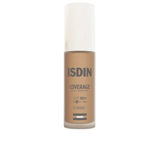 Fond de ten cu acoperire medie spre mare ISDIN COVERAGE SPF50+ 5.0 bronze 30 g Fond de ten cu acoperire medie spre mare ISDIN COVERAGE SPF50+ 5.0 bronze 30 g