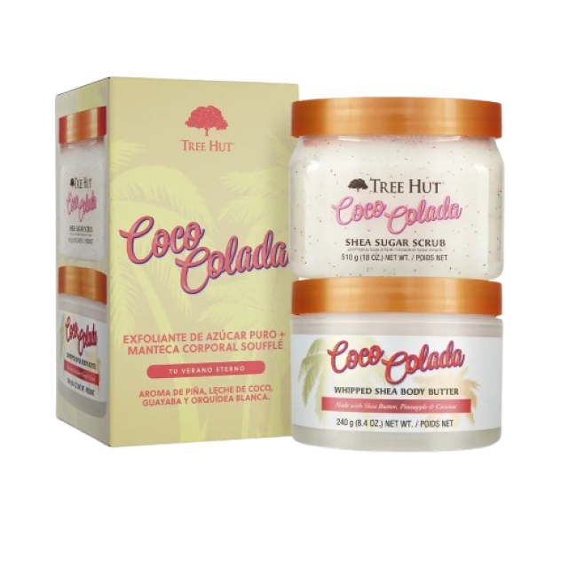 Set exfoliant si hidratant pentru corp TREE HUT EXFOLIANTE + MANTECA CORPORAL COCO COLADA 750 g Set exfoliant si hidratant pentru corp TREE HUT EXFOLIANTE + MANTECA CORPORAL COCO COLADA 750 g