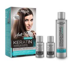 Set pentru ingrijirea parului cu efect de netezire KATIVA KERATIN ANTI-FRIZZ 3 buc