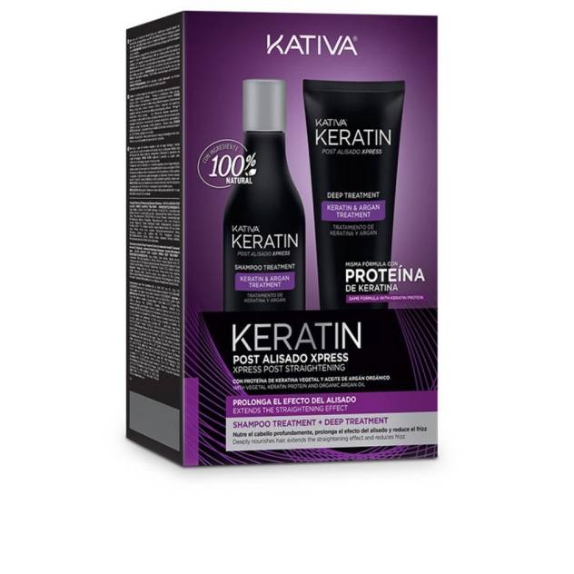 Set pentru ingrijirea parului dupa tratamente de indreptare KATIVA KERATIN EXPRESS POST ALISADO BRASILEÑO 2 buc