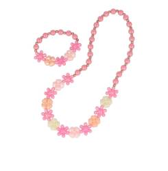 COLLAR Y PULSERA BOLITAS DE COLORES Y FLORECITAS lote 2 pz