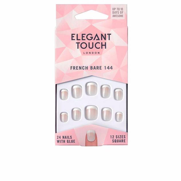 FRENCH bare nails with glue square #144-XS 24 u