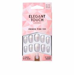 FRENCH pink nails with glue square #103-M 24 u