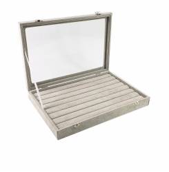 EXHIBIDOR PORTA ANILLOS terciopelo con tapa #gris 1 u