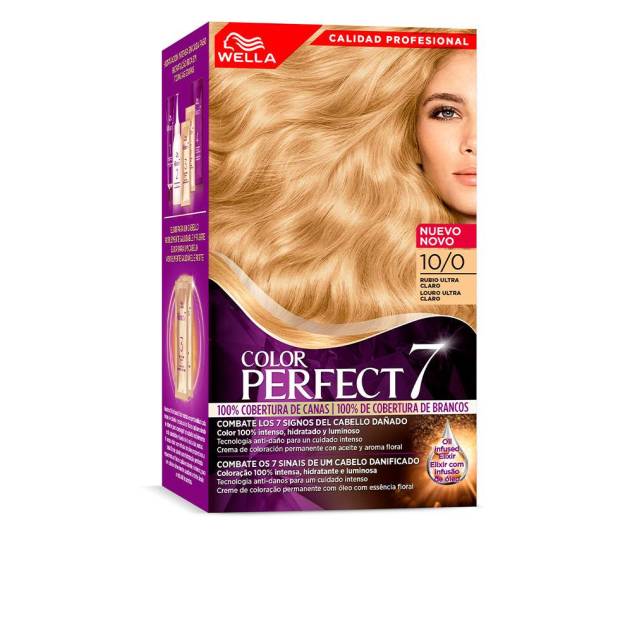 WELLA COLOR PERFECT 7 100% cobertura de canas #10/0-rubio ultra claro 6 u