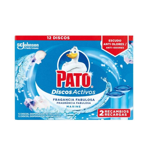 PATO WC DISCOS ACTIVOS x 2 recambios #frescor marino 12 u
