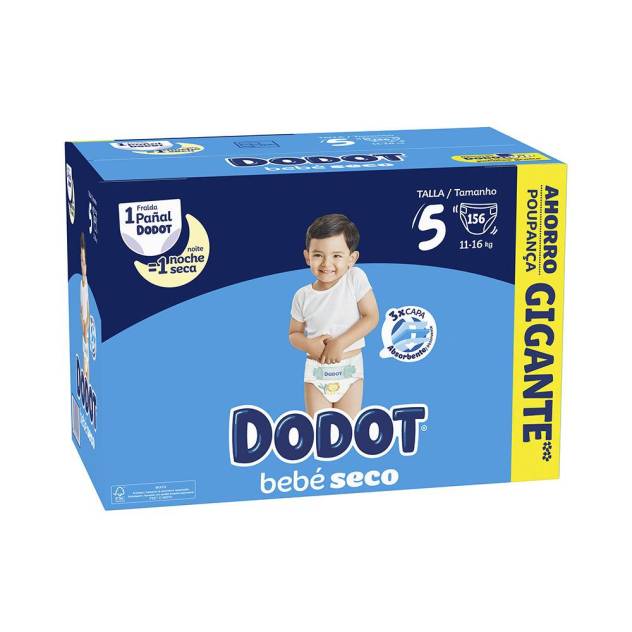 DODOT ETAPAS talla 5 pañales 11-16 kg 156 u DODOT ETAPAS talla 5 pañales 11-16 kg 156 u