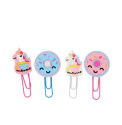 CLIPS UNICORNOS Y DONUTS 6 x 2,5 cm 4 u