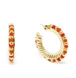 ETIOPIA ROJO 2CM pendientes #oro brillo 1 u