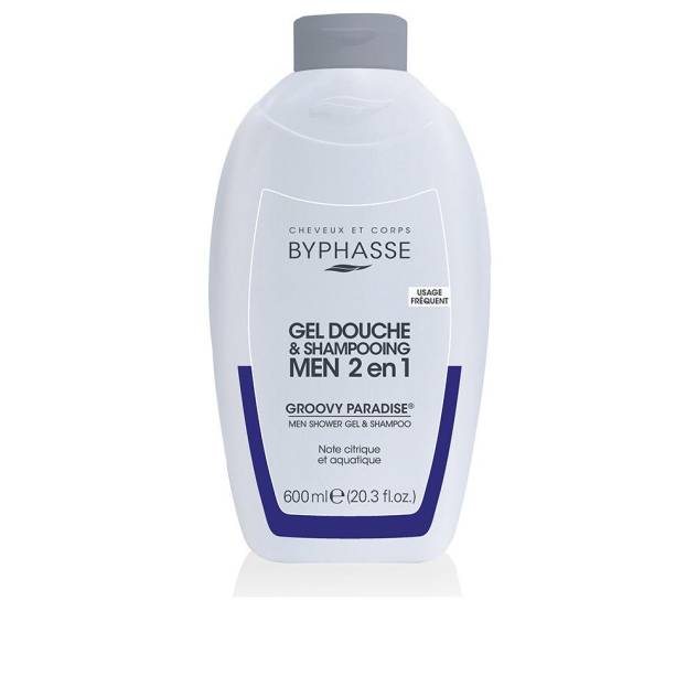 Gel de dus si sampon hidratant 2 in 1 pentru barbati BYPHASSE GROOVY PARADISE 600 ml