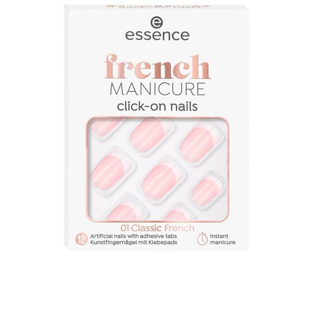 FRENCH manicure click-on nails artificiales #01-classic french 12 u