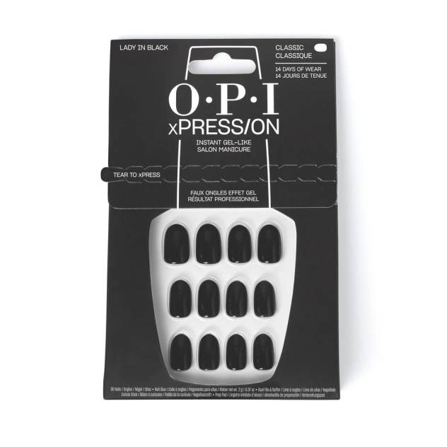 OPI xPRESS/ON Uñas Artificiales Tonos Icónicos #Lady in Black 30 u