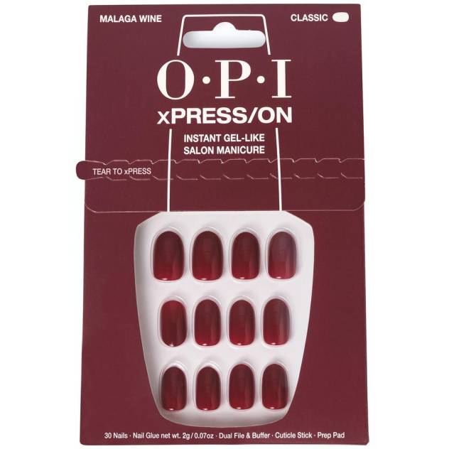 OPI xPRESS/ON Uñas Artificiales Tonos Icónicos #Malaga Wine 30 u