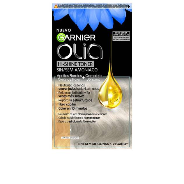 OLIA HI SHINE TONER coloración semipermanente neutralizador de tonos #9.1 rubio ceniza 3 pz