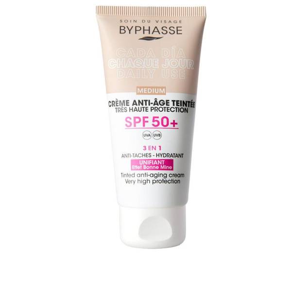 Crema faciala anti-imbatranire cu pigmenti de culoare BYPHASSE CREMA FACIAL SPF50+ #Medium 50 ml