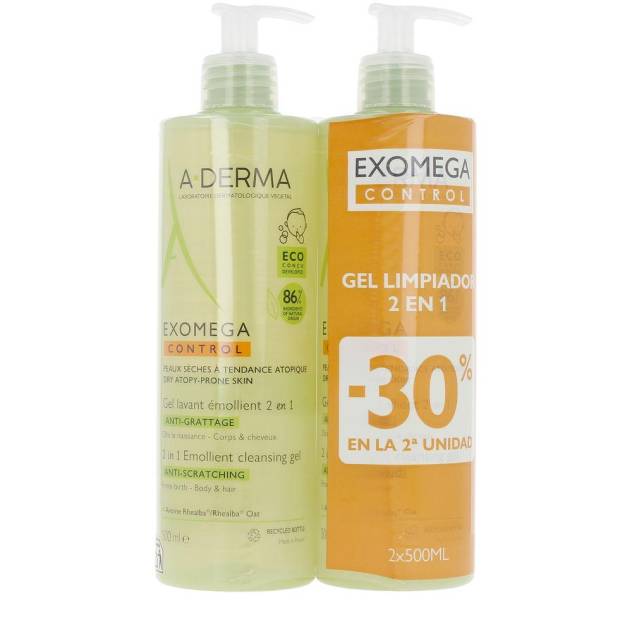 Set gel de curatare si sampon pentru pielea uscata si atopica A-DERMA EXOMEGA CONTROL 2 x 500 ml Set gel de curatare si sampon pentru pielea uscata si atopica A-DERMA EXOMEGA CONTROL 2 x 500 ml