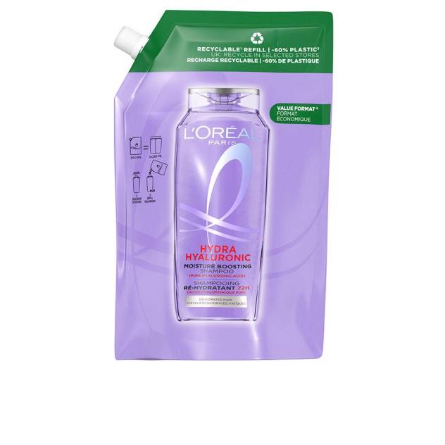 ELVIVE HIDRA HIALURÓNICO champú 72h hidratación recarga eco pack 500 ml