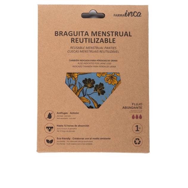 BRAGUITA MENSTRUAL absorción super #flores amarillas talla L 1 u
