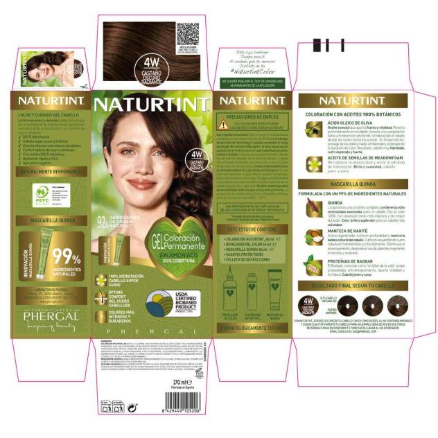 NATURTINT tinte sin amoniaco #4W-Castaño Oscuro Radiante 170 ml