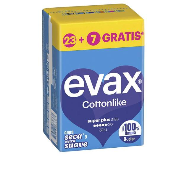 EVAX COTTONLIKE compresas super plus alas 30 u