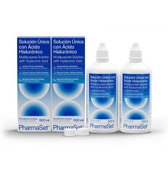 PHARMASET solución única con ácido hialurónico para lentes de contactos blandas 2 x 500 ml