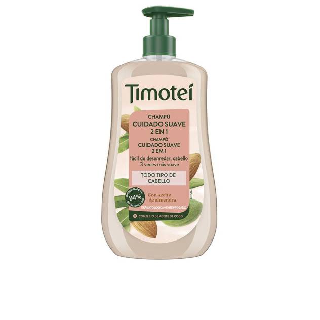 TIMOTEI champú cuidado suave 2 en 1 con aceite de almendra y coco para todo tipo de cabello 600 ml