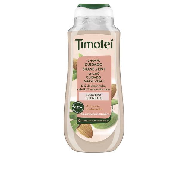 TIMOTEI champú cuidado suave 2 en 1 con aceite de almendra y coco para todo tipo de cabello 300 ml
