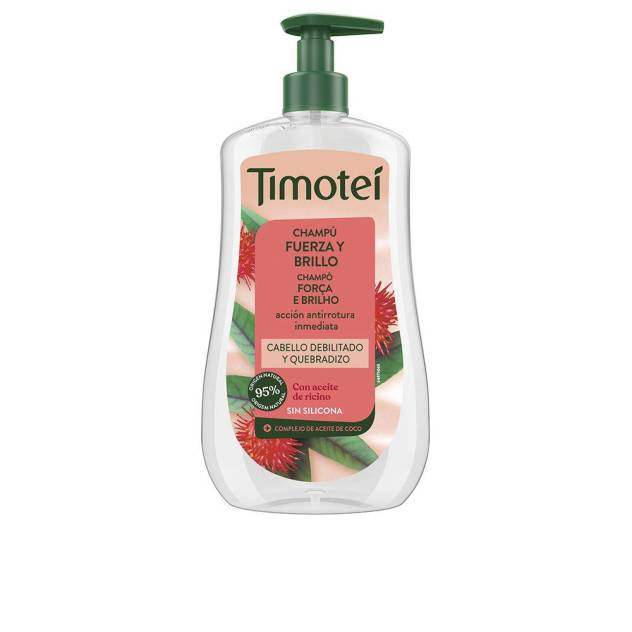 TIMOTEI champú fuerza y brillo con aceite de ricino y coco para cabello débil y quebradizo 600 ml
