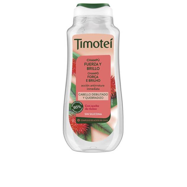 TIMOTEI champú fuerza y brillo con aceite de ricino y coco para cabello débil y quebradizo 300 ml