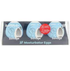 SATISFYER HUEVOS MASTURBADORES SAVAGE ESTUCHE 3 pz