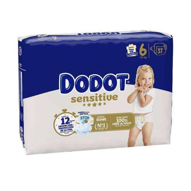 DODOT SENSITIVE talla 6 pañales +13 kg 37 u