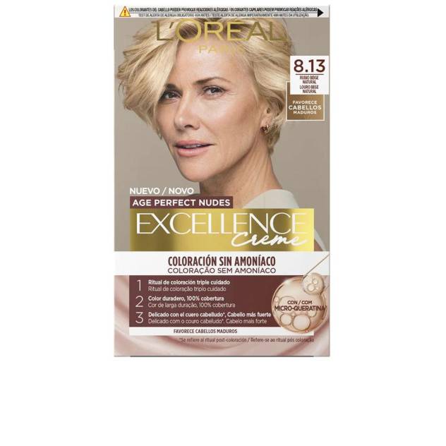 EXCELLENCE CREME coloración sin amoníaco con micro-queratina #8.13-Rubio Beige 1 u EXCELLENCE CREME coloración sin amoníaco con micro-queratina #8.13-Rubio Beige 1 u