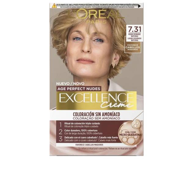 EXCELLENCE CREME coloración sin amoníaco con micro-queratina #7.31-Rubio Dorado Natural 1 u EXCELLENCE CREME coloración sin amoníaco con micro-queratina #7.31-Rubio Dorado Natural 1 u