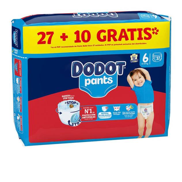 DODOT PANTS pañal-braguita talla 6 15 + kg 37 u DODOT PANTS pañal-braguita talla 6 15 + kg 37 u