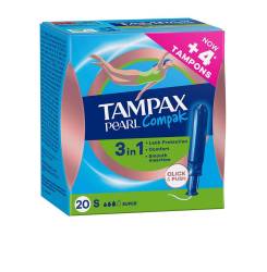 Tampoane cu aplicator pentru flux abundent TAMPAX PEARL COMPAK 20 buc