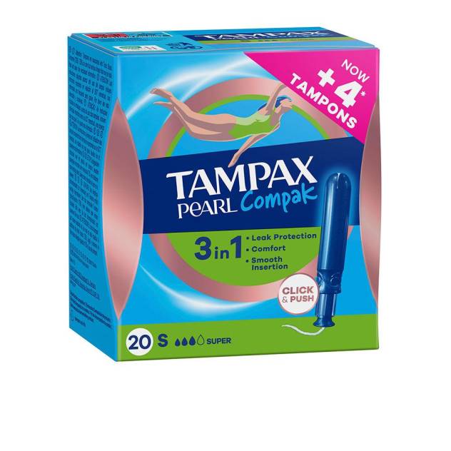 Tampoane cu aplicator pentru flux abundent TAMPAX PEARL COMPAK 20 buc Tampoane cu aplicator pentru flux abundent TAMPAX PEARL COMPAK 20 buc