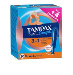 Tampoane cu aplicator pentru flux foarte abundent TAMPAX PEARL COMPAK 20 buc